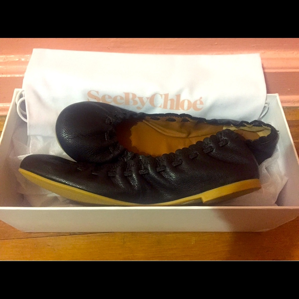 SEE by Chloé Jane Leather Ballet Flats - Women’s Size 6 / EUR 36